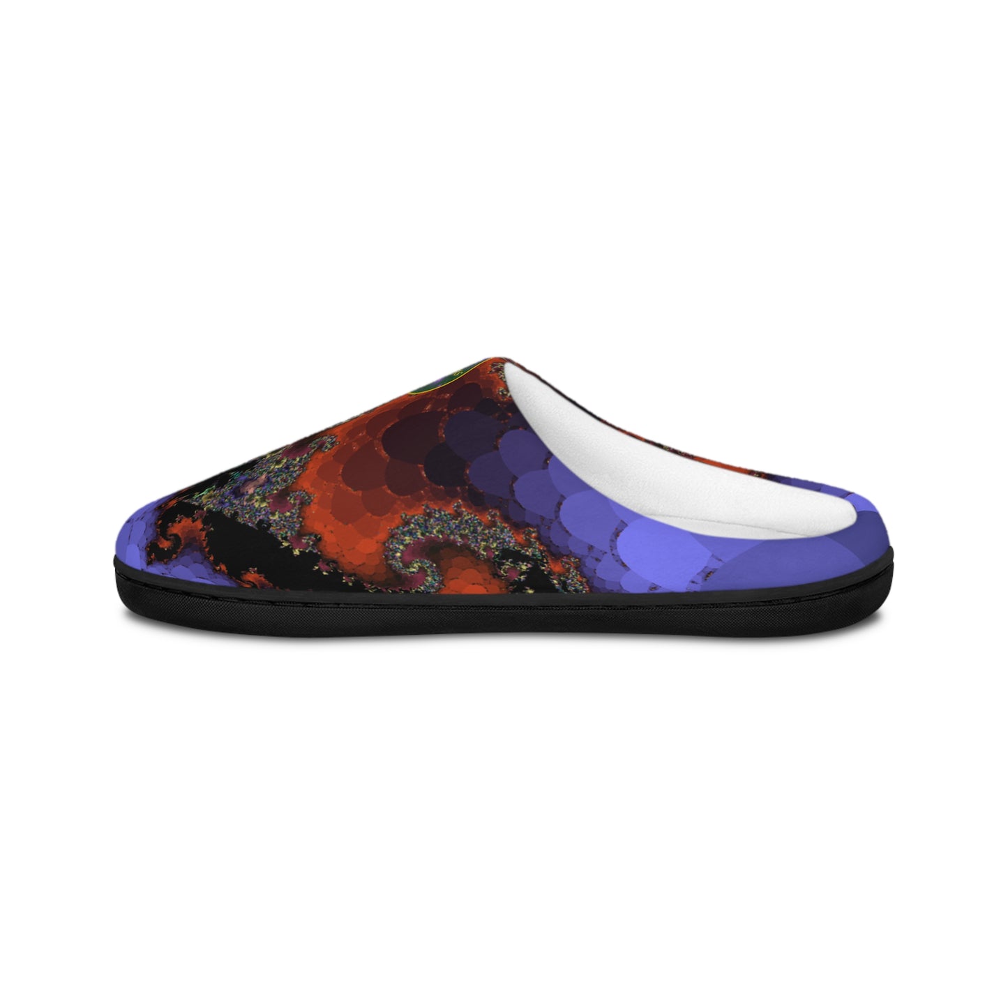 Mens Indoor Slippers | Fractal Art Slip On House Shoes | Trippy Abstract Lounge Footwear | Soft and Warm Home Slippers