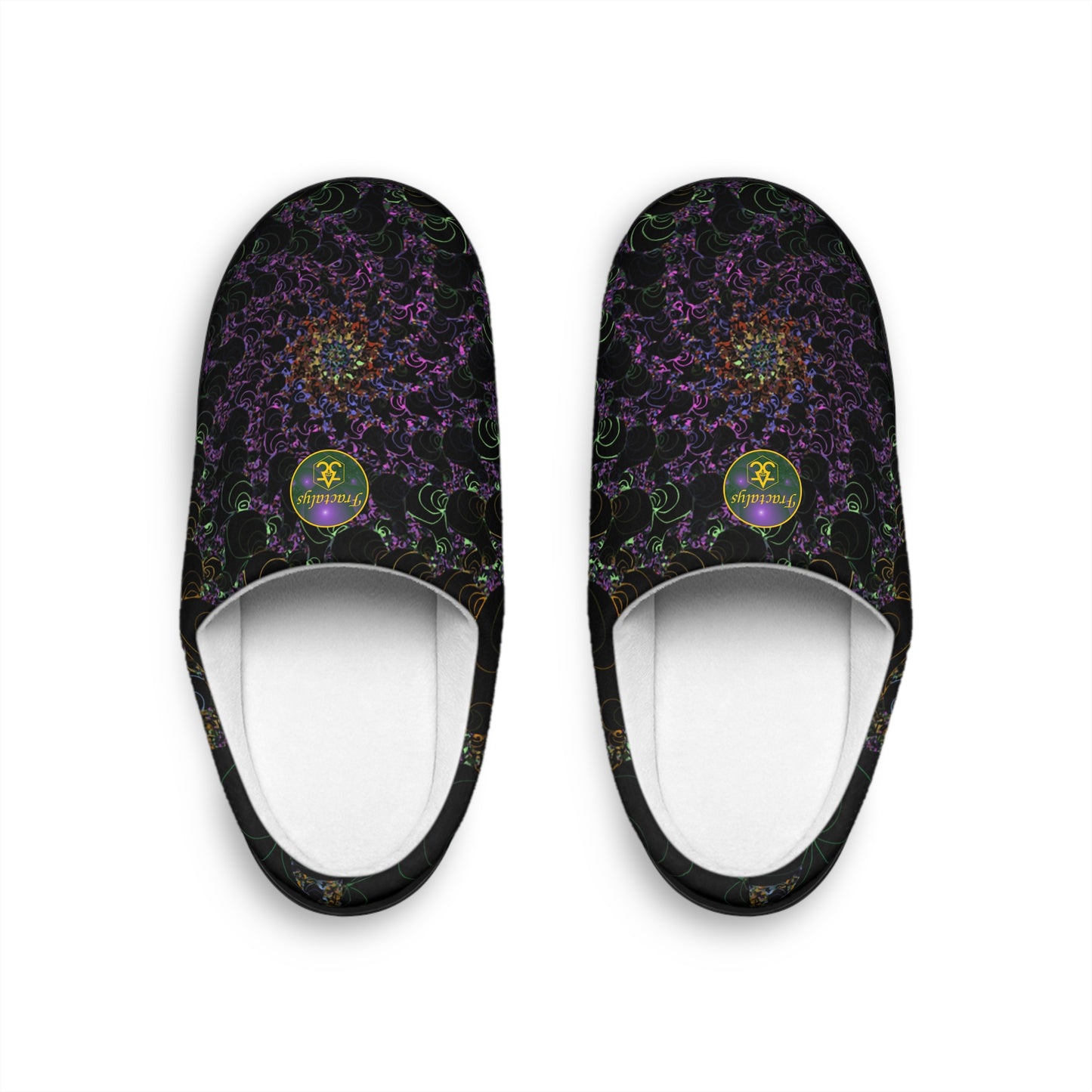 Mens Indoor Slippers | Trippy Spiral Slip On House Shoes | Cozy Aesthetic Lounge Footwear | Soft and Warm Home Slippers