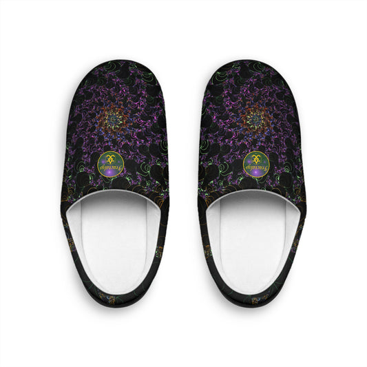 Mens Indoor Slippers | Trippy Spiral Slip On House Shoes | Cozy Aesthetic Lounge Footwear | Soft and Warm Home Slippers