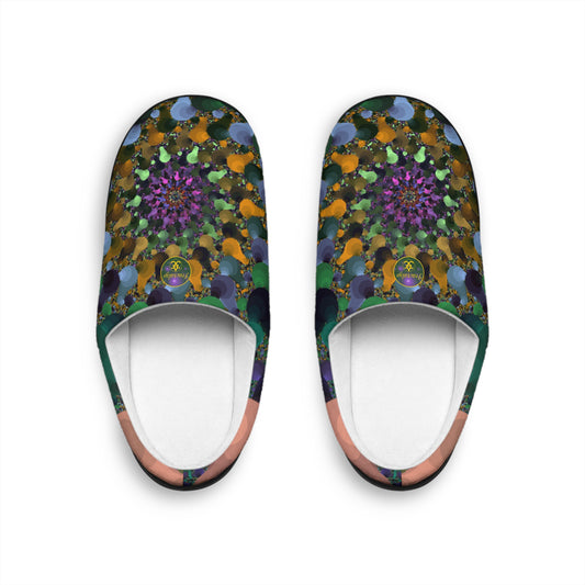 Mens Indoor Slippers | Psychedelic Kaleidoscope Slip On House Shoes | Cozy Abstract Lounge Footwear | Soft and Warm Home Slippers