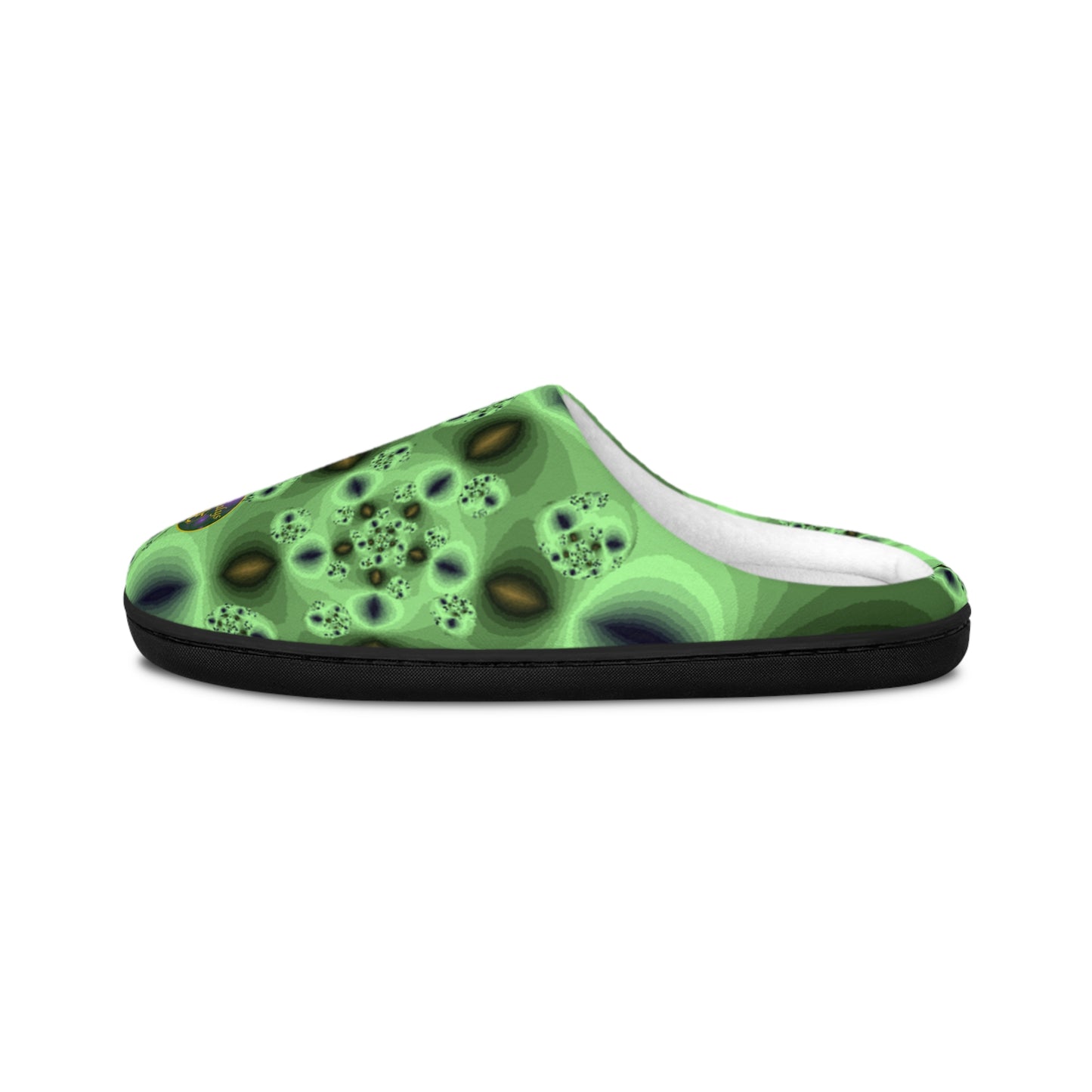Mens Indoor Slippers | Cozy Slip On House Shoes | Futuristic Green Lounge Footwear | Warm and Soft Home Slippers