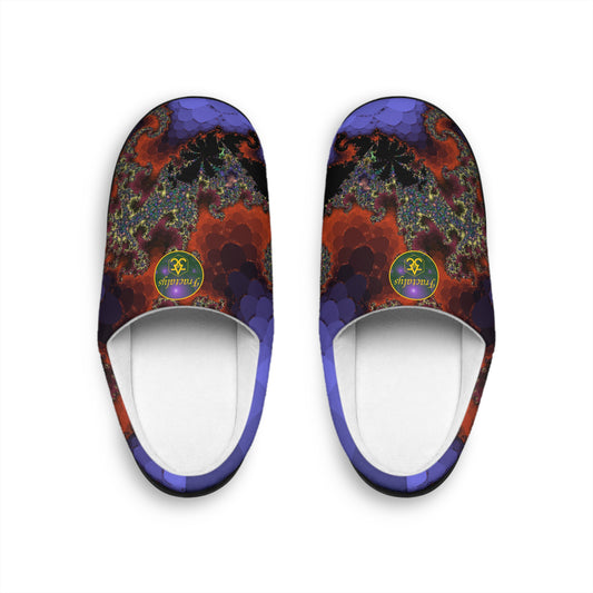 Mens Indoor Slippers | Fractal Art Slip On House Shoes | Trippy Abstract Lounge Footwear | Soft and Warm Home Slippers