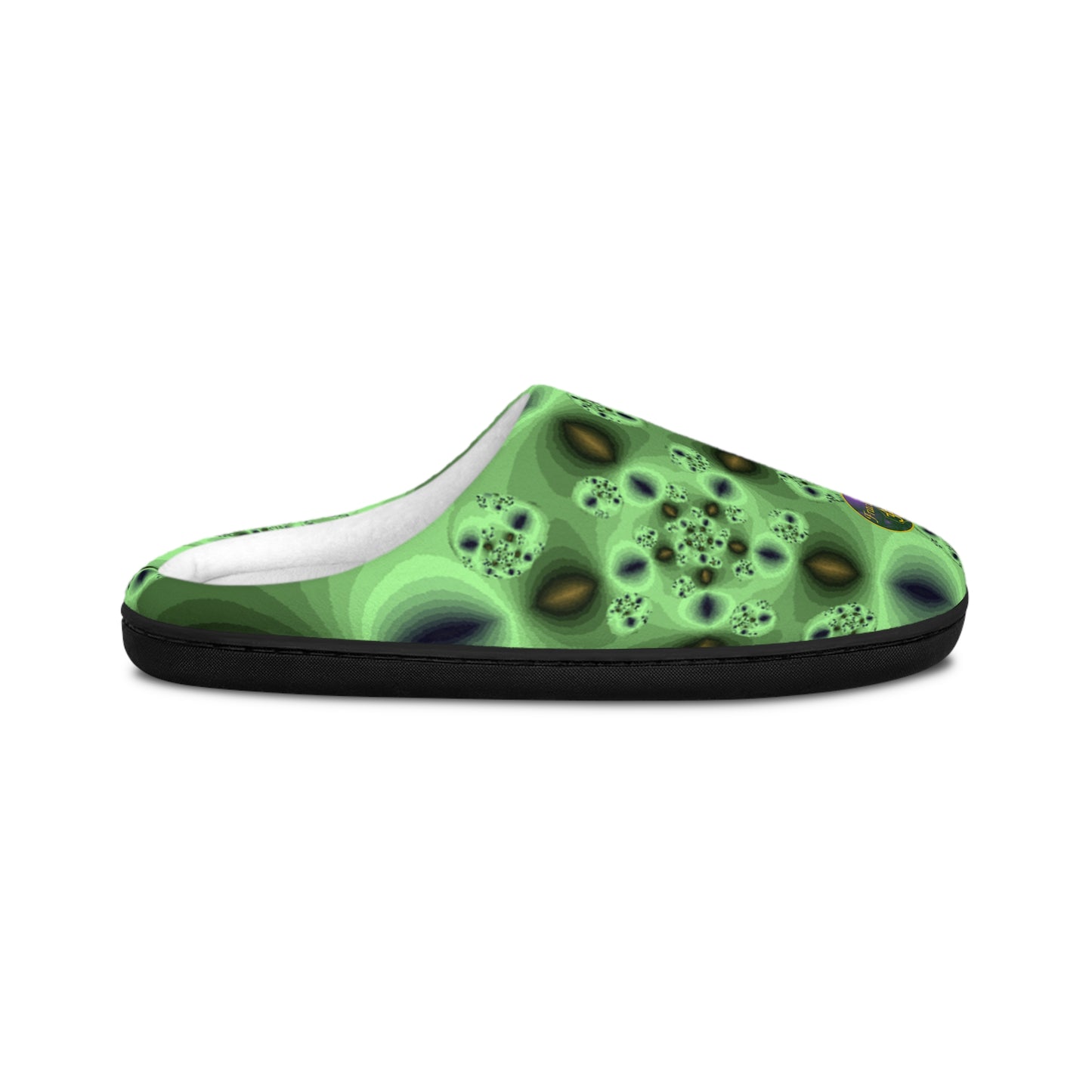 Mens Indoor Slippers | Cozy Slip On House Shoes | Futuristic Green Lounge Footwear | Warm and Soft Home Slippers