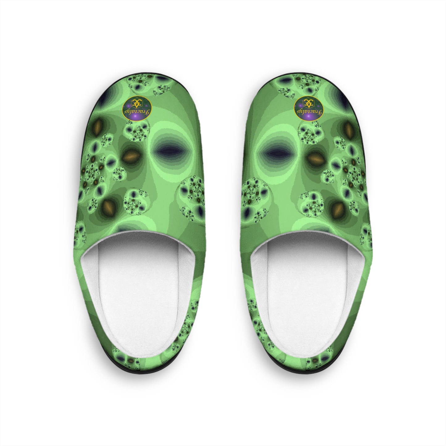 Mens Indoor Slippers | Cozy Slip On House Shoes | Futuristic Green Lounge Footwear | Warm and Soft Home Slippers